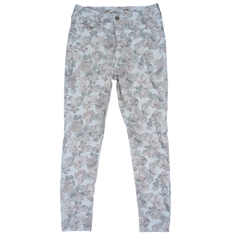 Seven7 Women's High Rise Floral Jeans - Cream and Gray